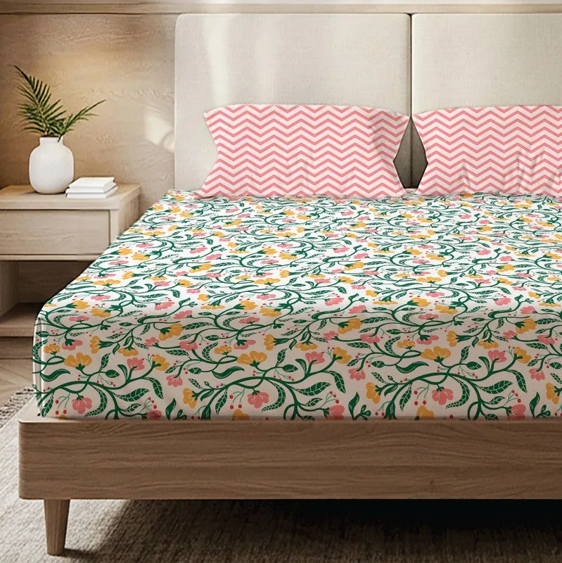 Tropical Garden Floral Cotton Bedsheets (Multicolor) - 200 TC media 3