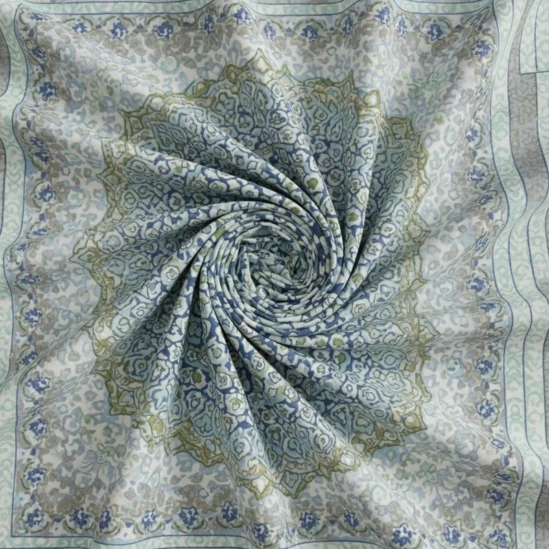 Zane Ethnic Cotton Bedsheet (Blue) - 180 TC media 5