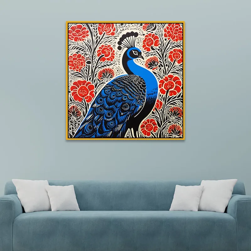 Pop Of Mayura Canvas Wall Art With Frame media 1