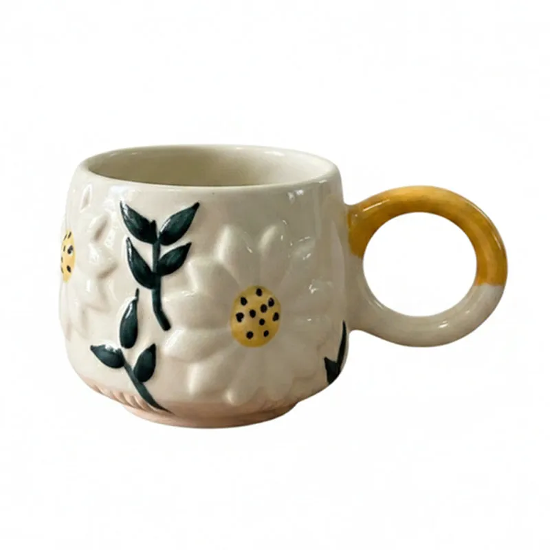 Daisy Ceramic Coffee Mug (300 mL Each) - 4