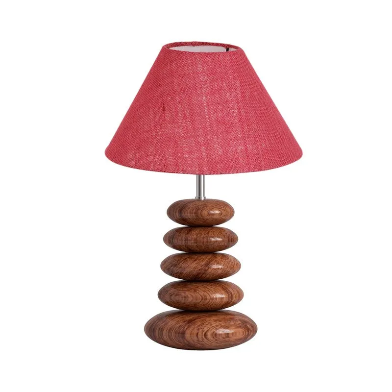 Lexora Jute Table Lamp With Wooden Base - Pink media 5