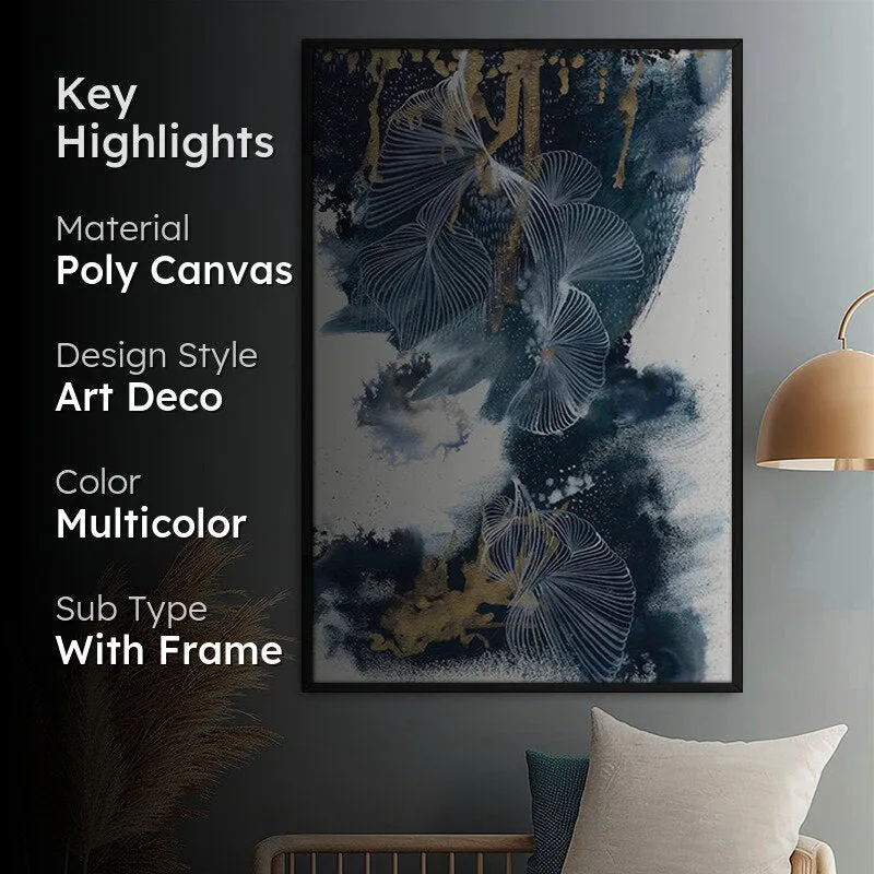 Arctic Drips Abstract Wall Painting With Frame media 2