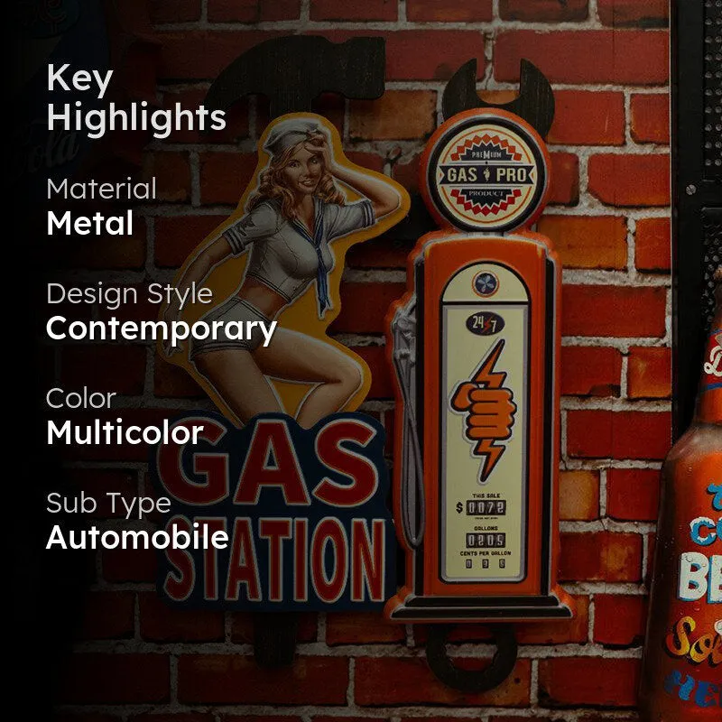 Retro Gas Station Metal Wall Accent media 2