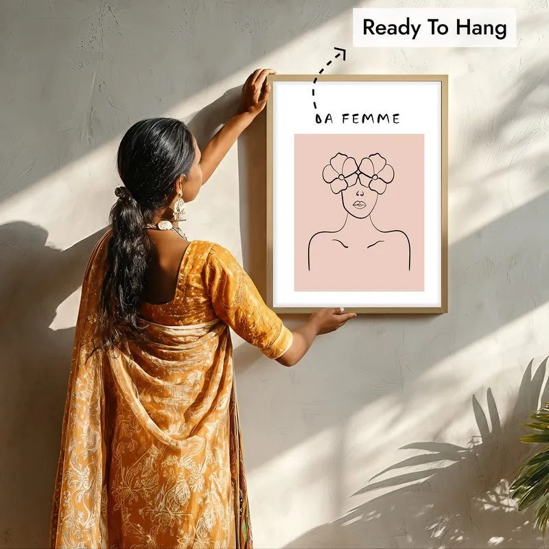 Petal Gaze Canvas Wall Painting With Brown Frame media 7