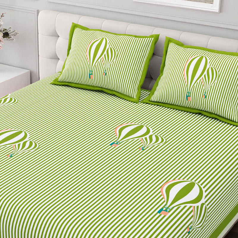 Illusion Stripey Balloon Cotton Bedsheet (Green) - 200 TC media 5