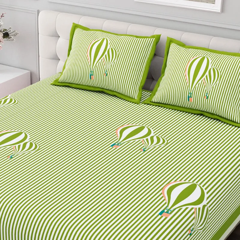 Illusion Stripey Balloon Cotton Bedsheet (Green) - 200 TC media 5