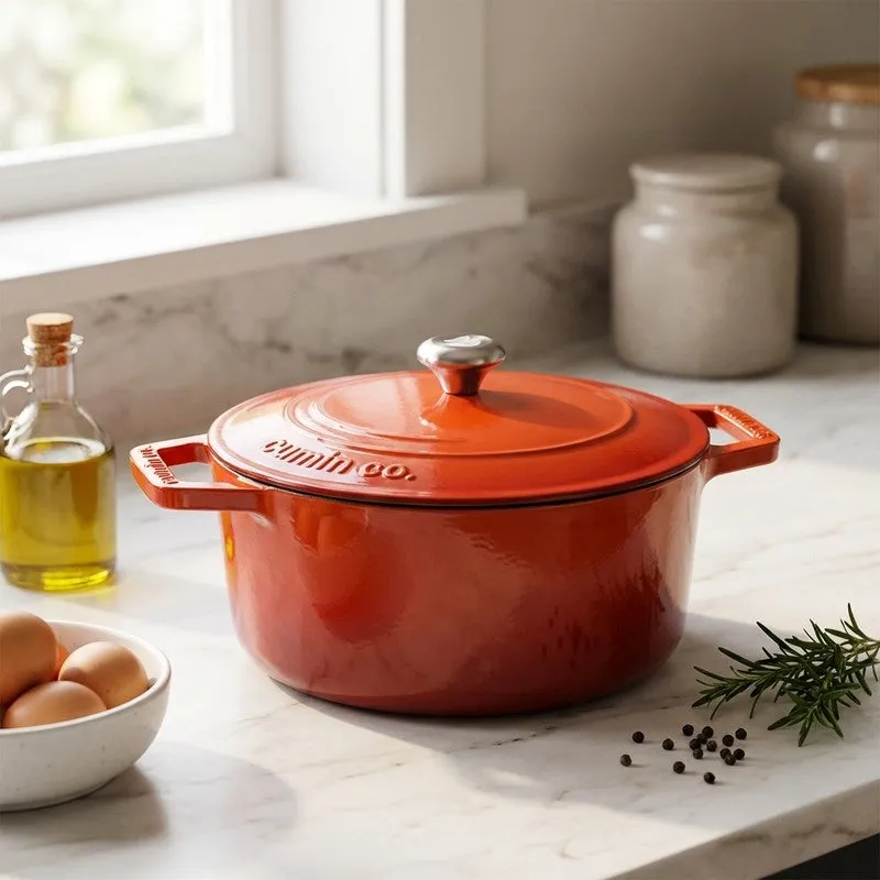 Cumin Co Enamel Cast Iron Cooking Pot (4000 mL) - Rust media 1