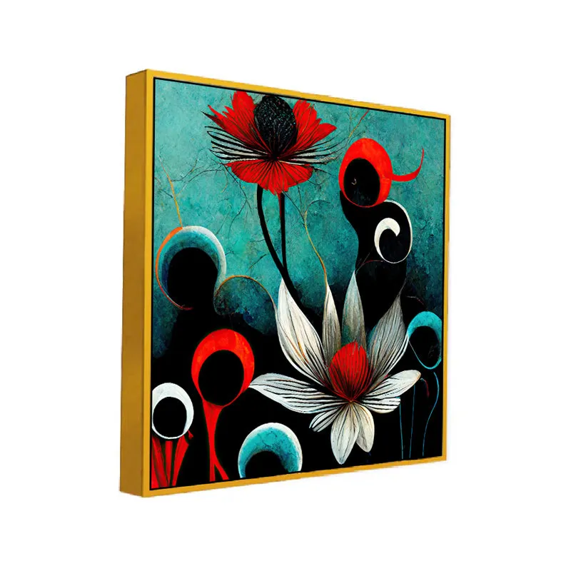 Pops Of Poppy Canvas Wall Art With Frame media 3