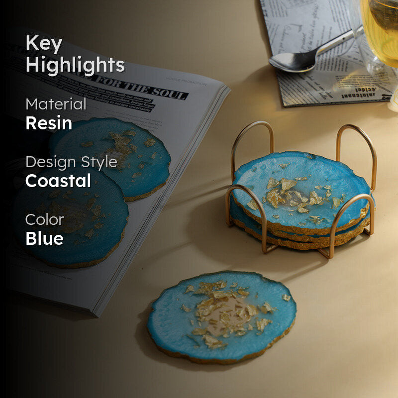 Varq Resin Coaster (Blue) - Seven Piece Set media 2