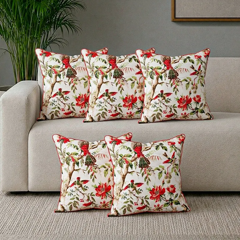 Ramiya Floral Cotton Cushion Cover - Set Of Five media 1