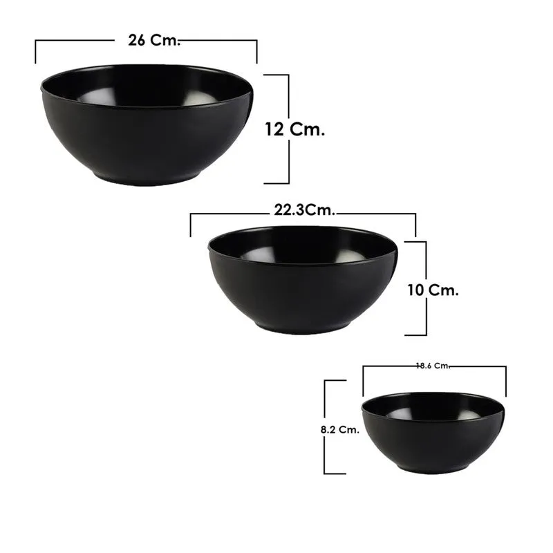Noire Black Melamine Serving Bowls (3800 mL/2600 mL/1500 mL) - Set Of Three media 7