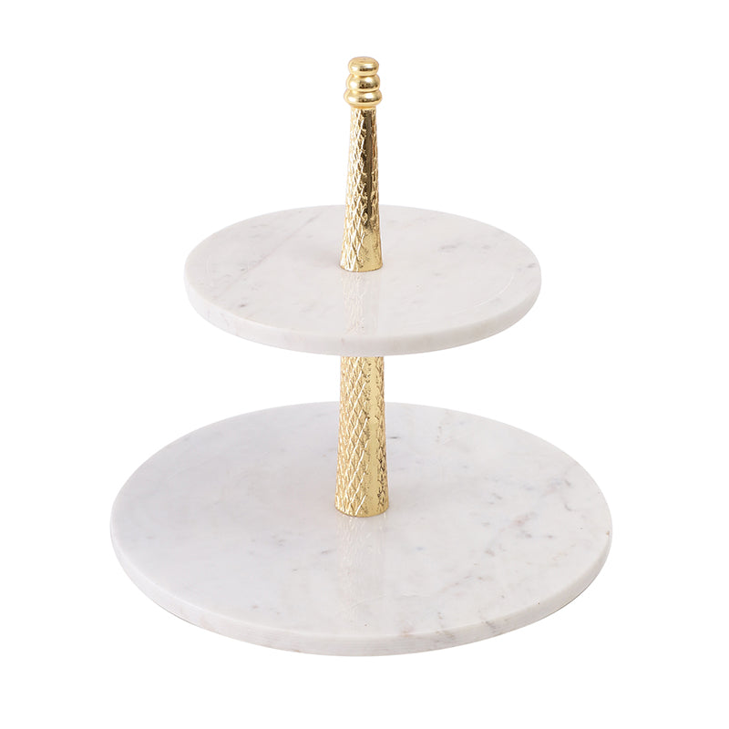 Malach Two Tiered Marble Platter - Gold media 3