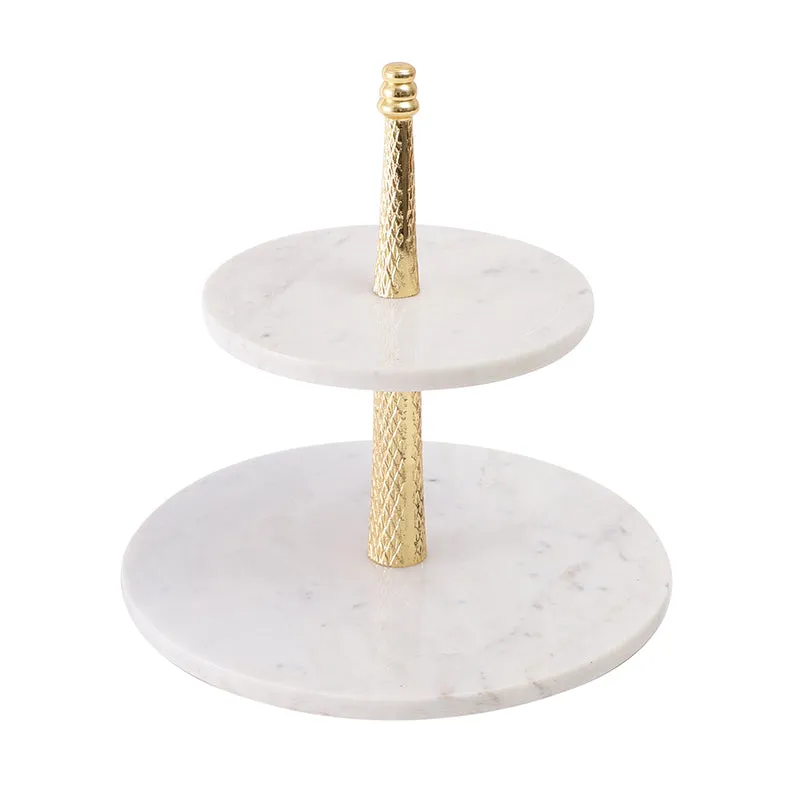 Malach Two Tiered Marble Platter - Gold media 3