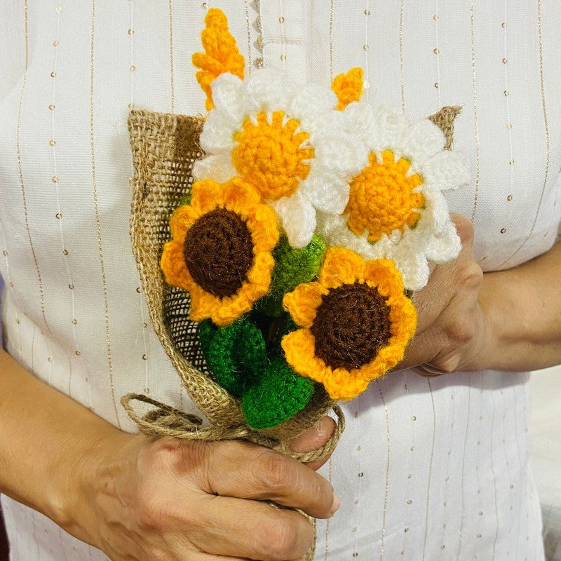 Crochet Handmade Sunflower Bouquet (Yellow) - Set Of Six media 6