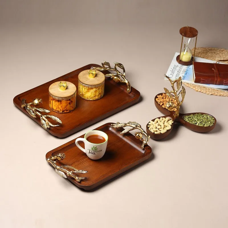 Nature Grain Wood Serving Tray - Gold,Brown media 7