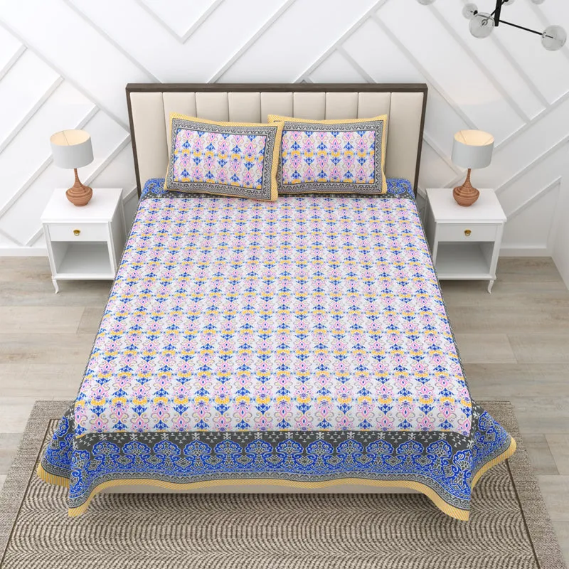 Rajni Cotton Bedsheet (Blue) - 180 TC media 3