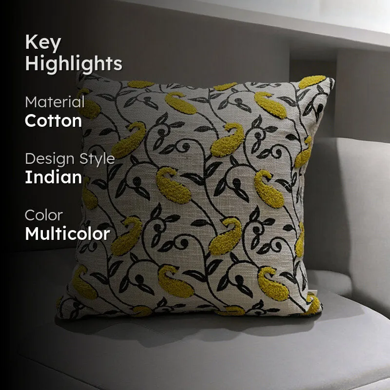 Tuft Tales Tufted Cushion Cover - Yellow & White media 2