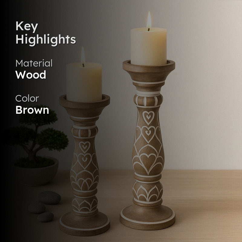Rae Wooden Candle Holder - Set Of Two media 2