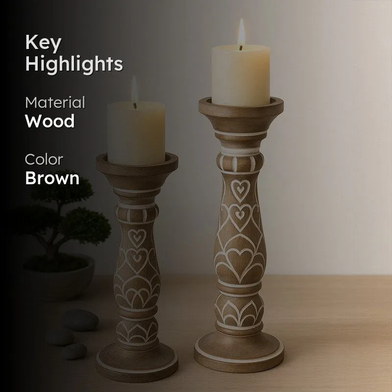 Rae Wooden Candle Holder - Set Of Two media 2