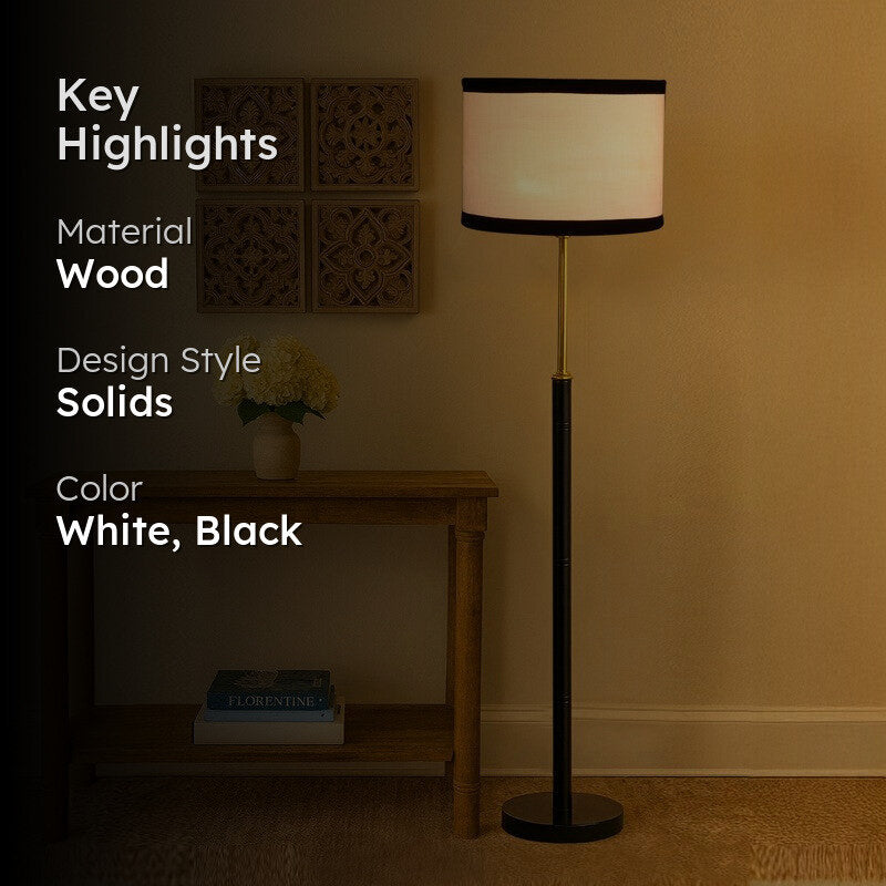 Nordic Glow Wooden Floor Lamp - White & Black media 2
