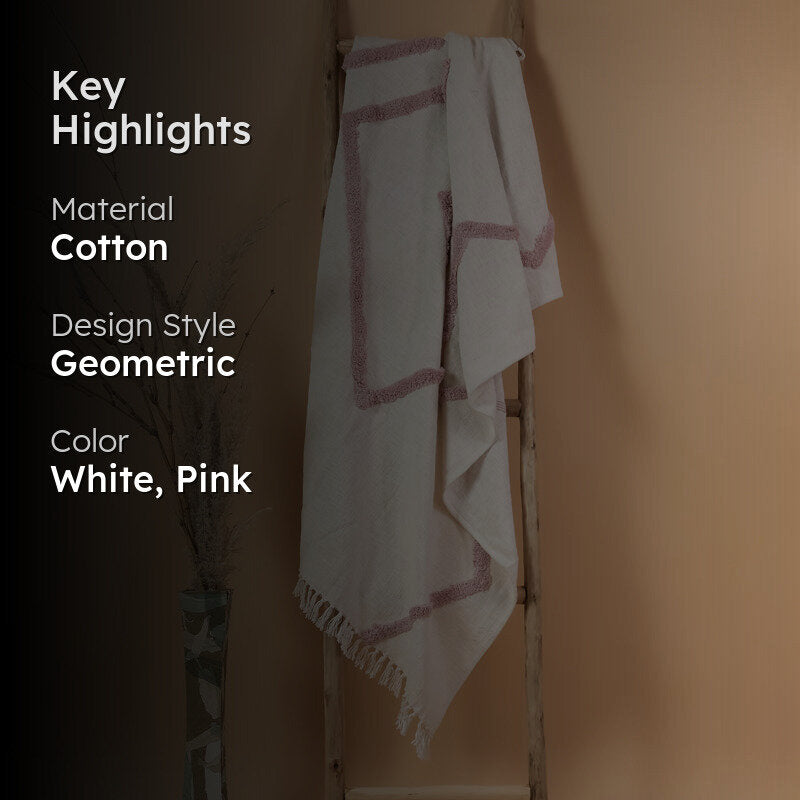 Woven Roots Cotton Throw - Pink media 2
