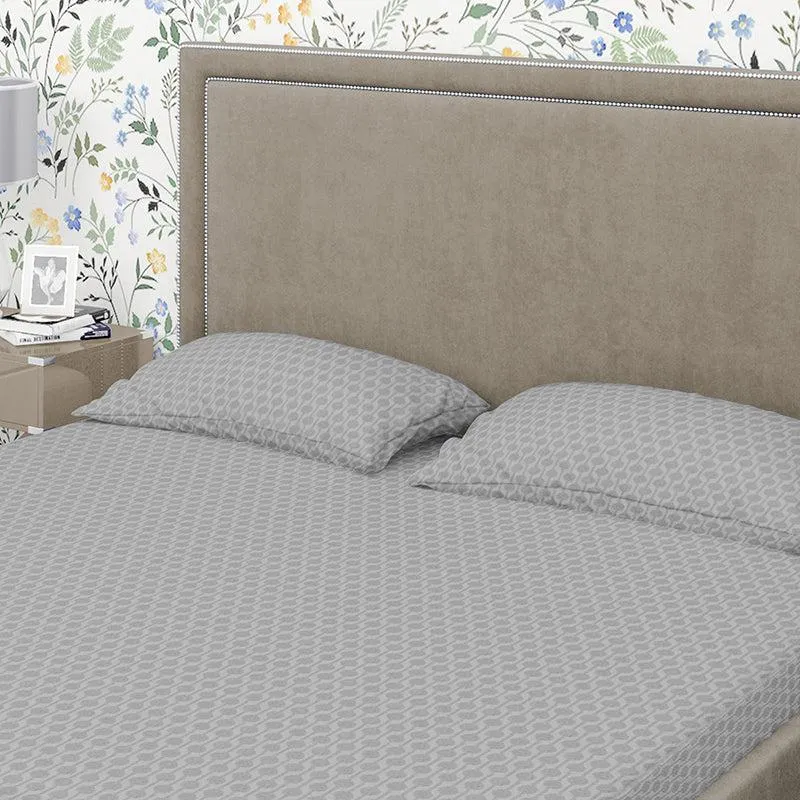 Miniature Motif Ethnic Cotton Bedsheet (Dark Grey) - 400 TC media 7