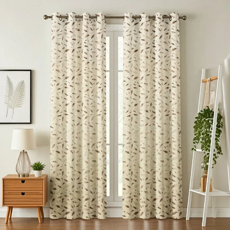Glow Mist Printed Velvet Curtains (Ivory,Gold) - Set Of Two media 1
