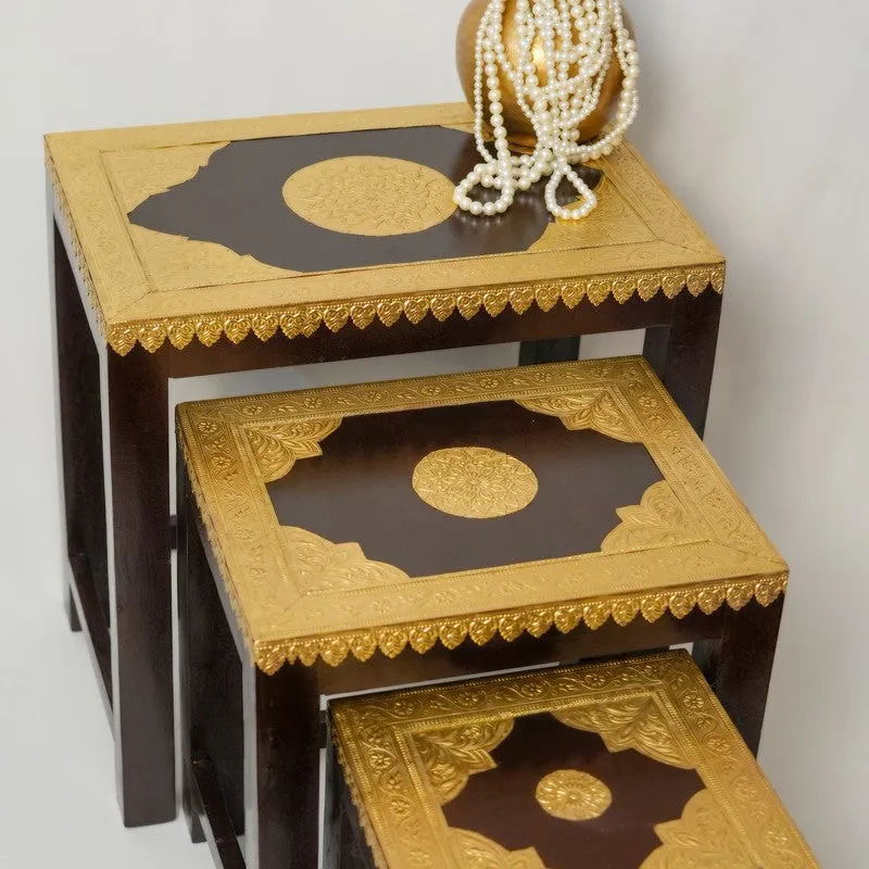 Ozyra Decorative Mango Wood Stool - Set Of Three media 6