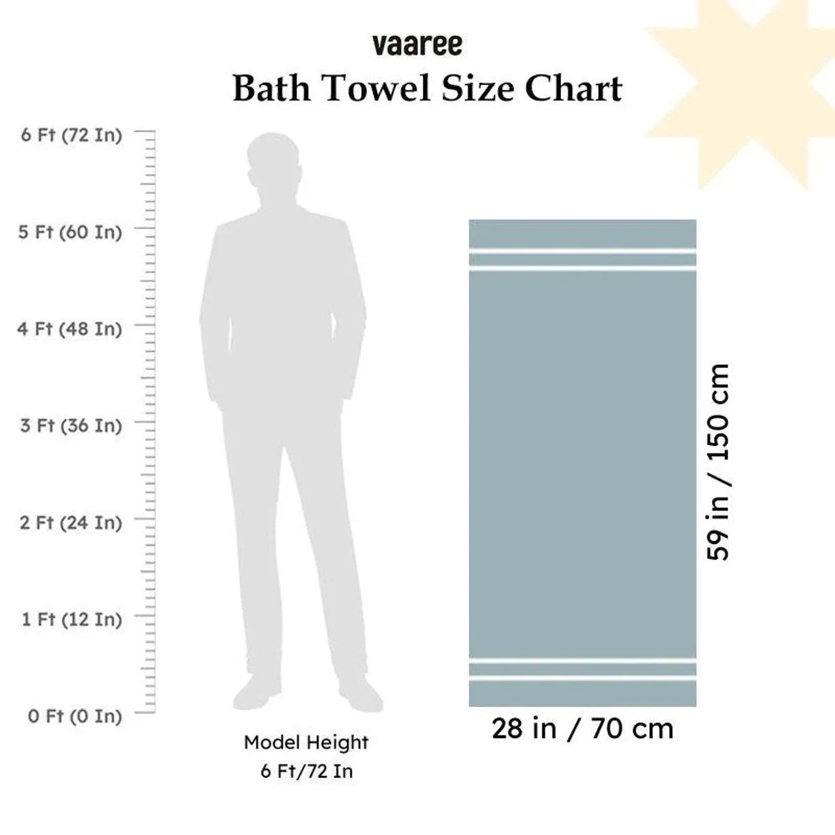 Pink bath towel shown with a size comparison graphic