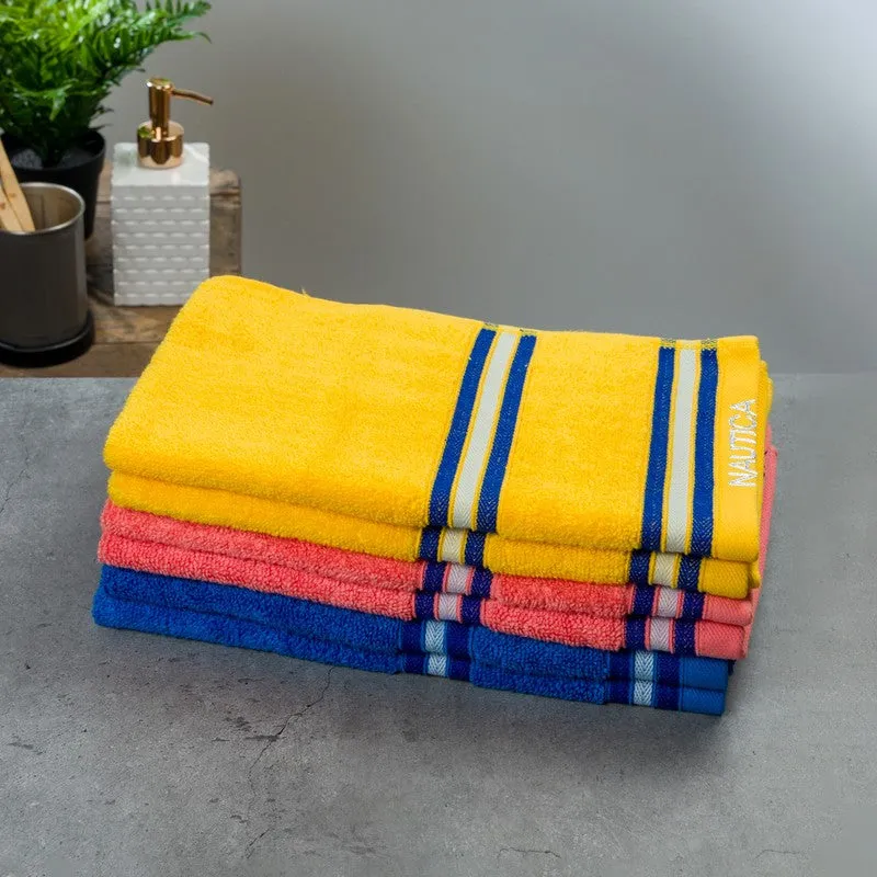 Nautica Dove Dual Down Cotton Hand Towel (Yellow,Lilac & Blue) - Set Of Six media 1