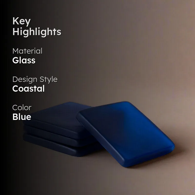 Glossy Diamond Mist Glass Coaster (Blue) - Set Of Four media 2