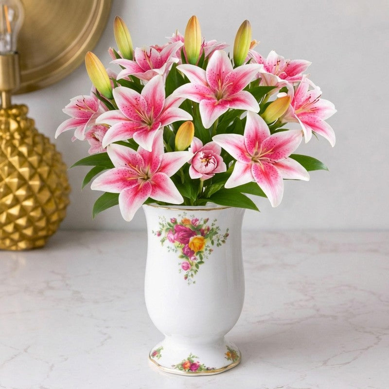 Blossoria Polyester Artificial Lily Flower - Set Of Four