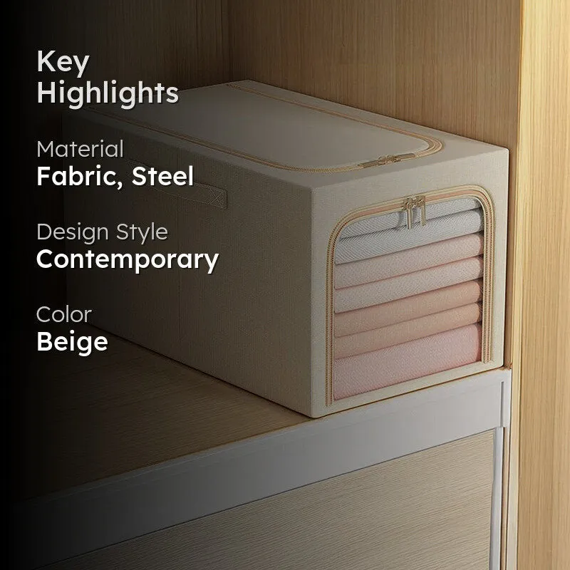 Tuck In Cloth Organiser With Zipper - Beige media 2