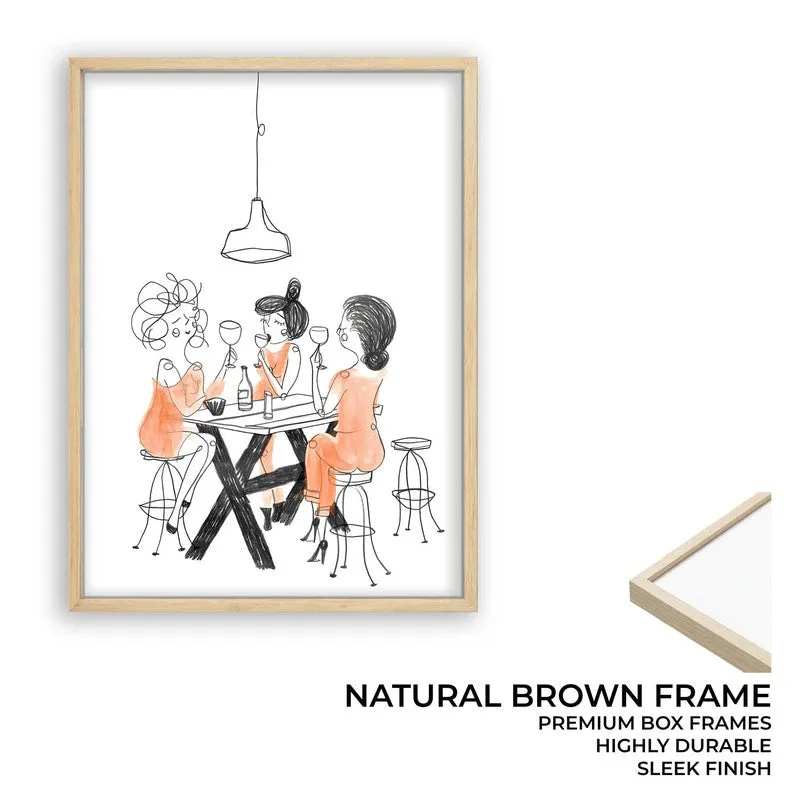 Figurine Dining Archival Canvas Wall Art - Brown media 9