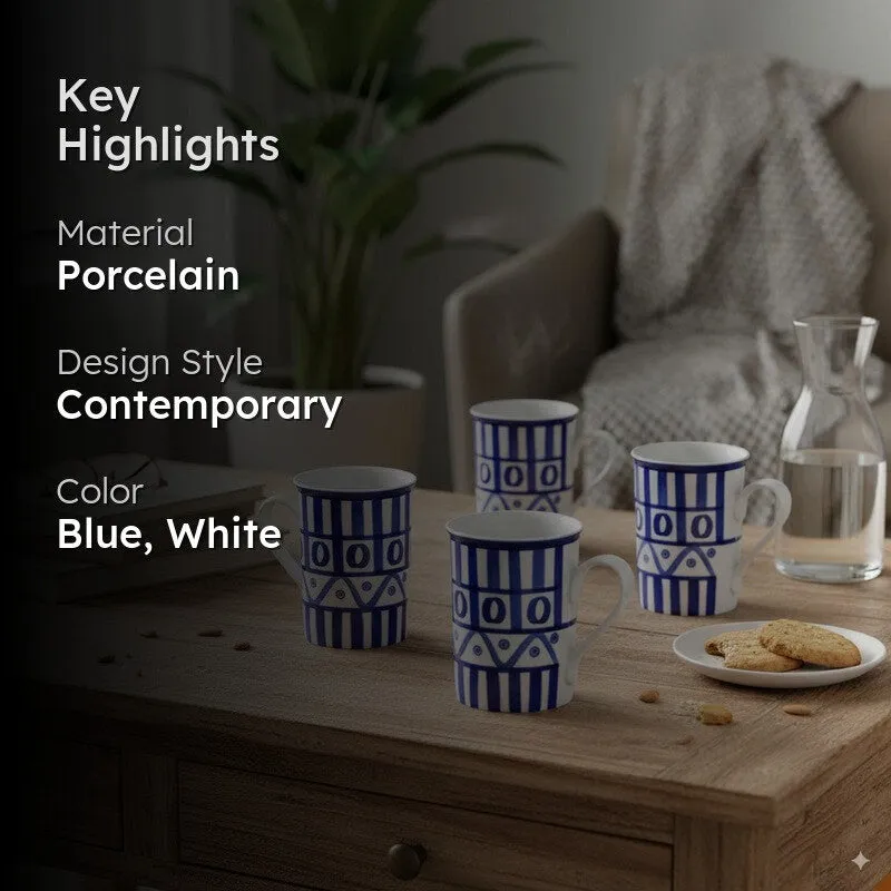 Klyvo Porcelain Coffee Mug (350 mL Each) - Set Of Four media 2