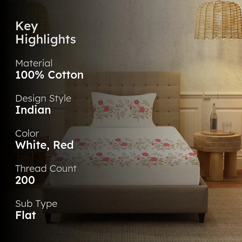 Urban Space Parijat Pure Blossom Cotton Bedsheet - 200 TC - 2