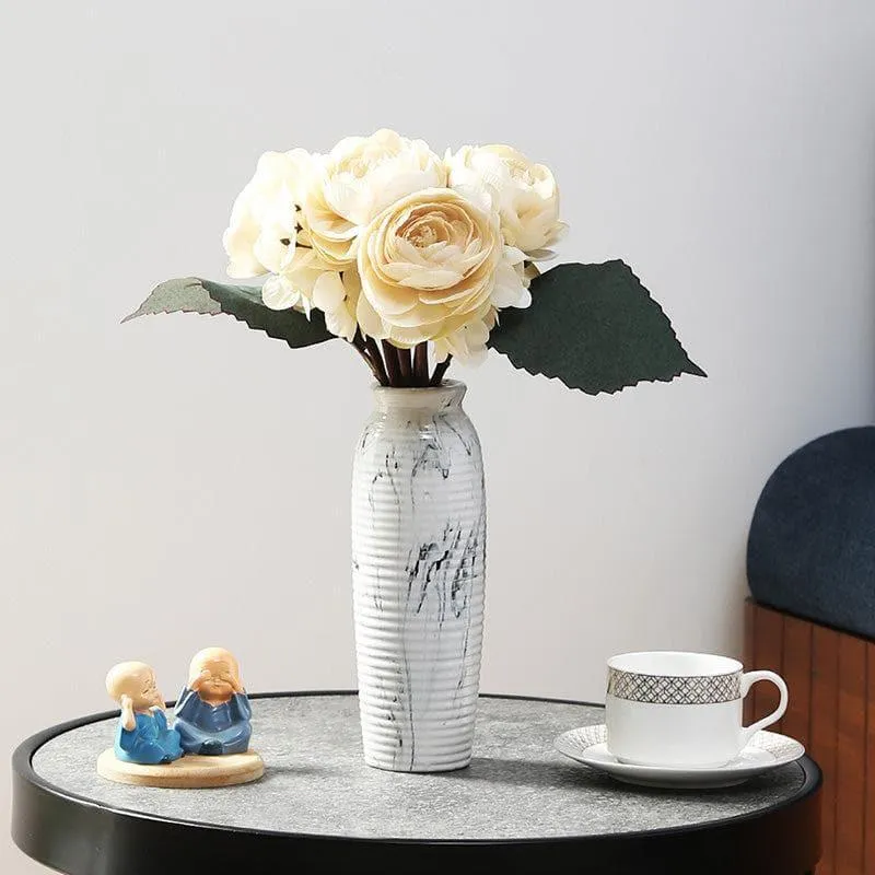 Faux Peonia Floral Bunch - White media 1