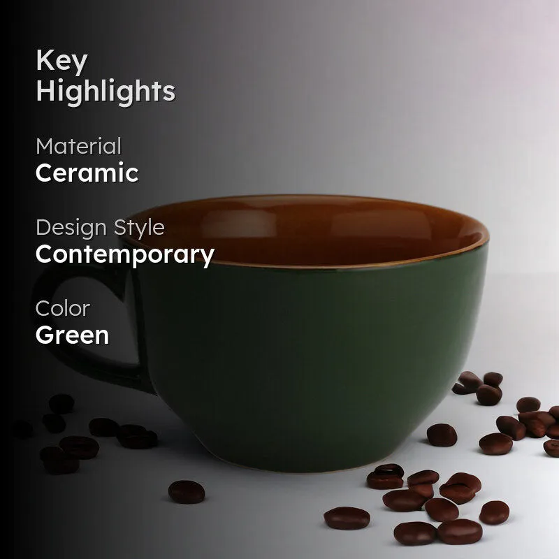 Ruby Ceramic Coffee Mug (350 mL Each/Green) - Set of Two media 2