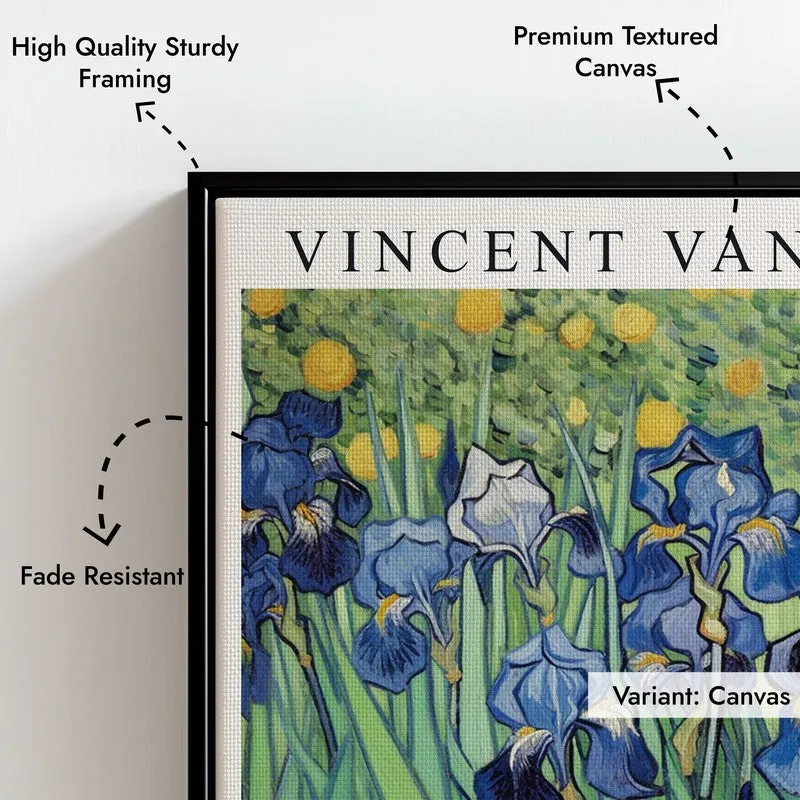 Irises Vincent Van Gogh Archival Canvas Wall Painting - Black Frame media 7