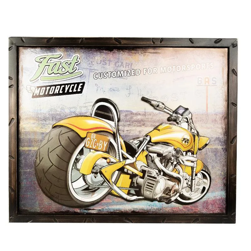 Motorcycle Chopper Retro Metal Wall Accent media 5