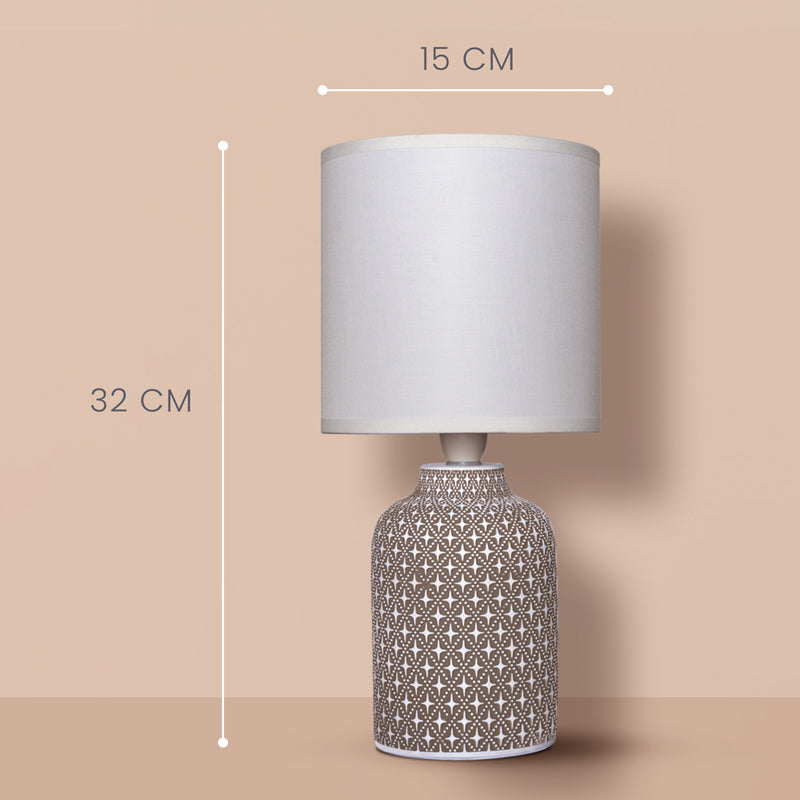 Moroccan Hue Concrete LED Fabric Table Lamp - Grey media 4