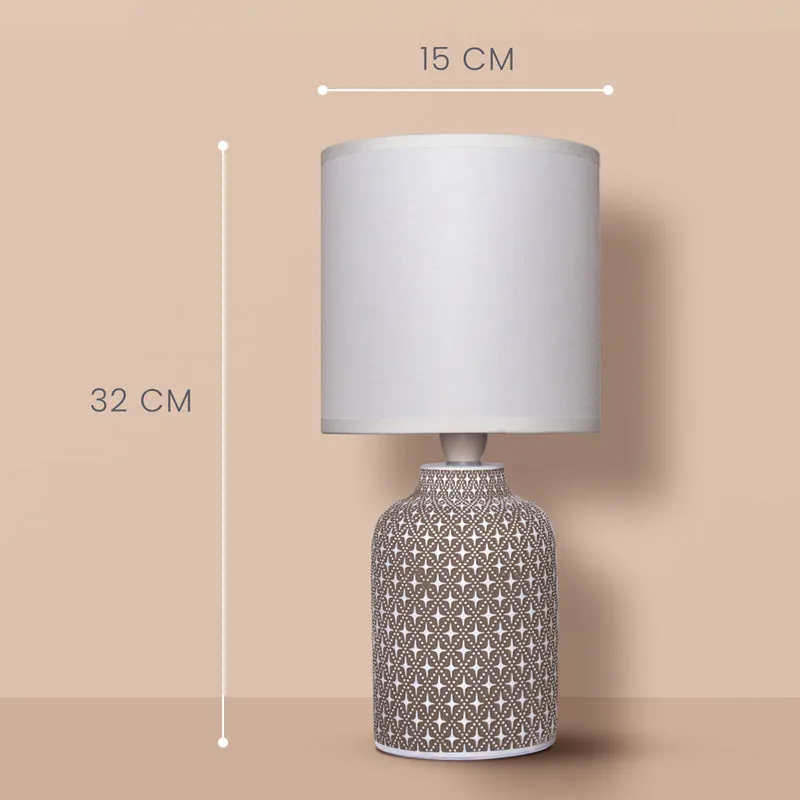Moroccan Hue Concrete LED Fabric Table Lamp - Grey media 4