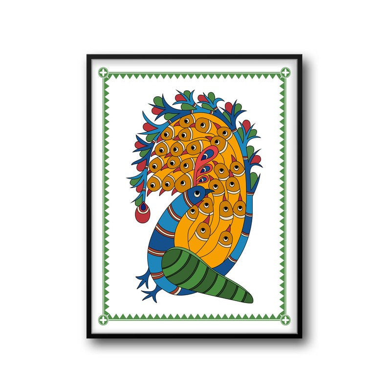 Royal Peacock Framed Madhubhani Canvas Wall Painting media 8