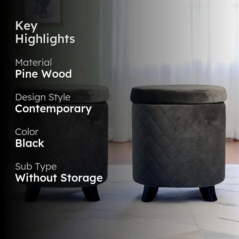 Grixon Pine Wood Ottomans (Black) - Set Of Two media 2