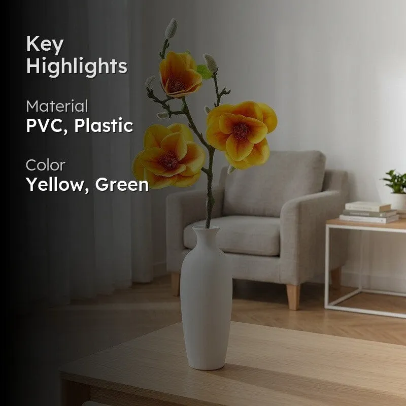 Magnolia Bloom Artificial Flower Stem - Yellow media 2
