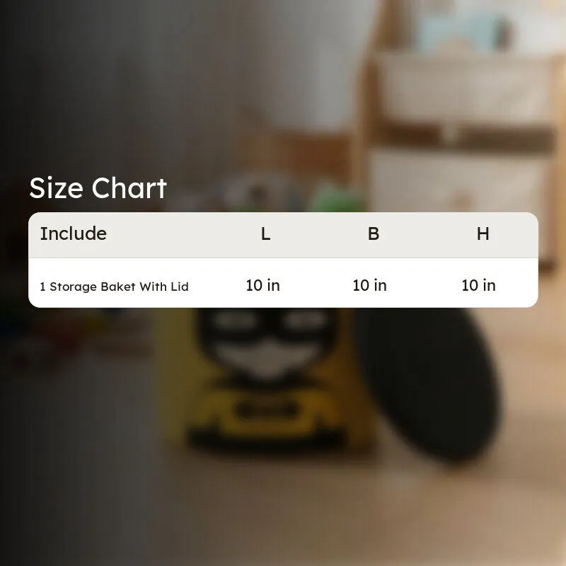 Size chart graphic for the storage basket