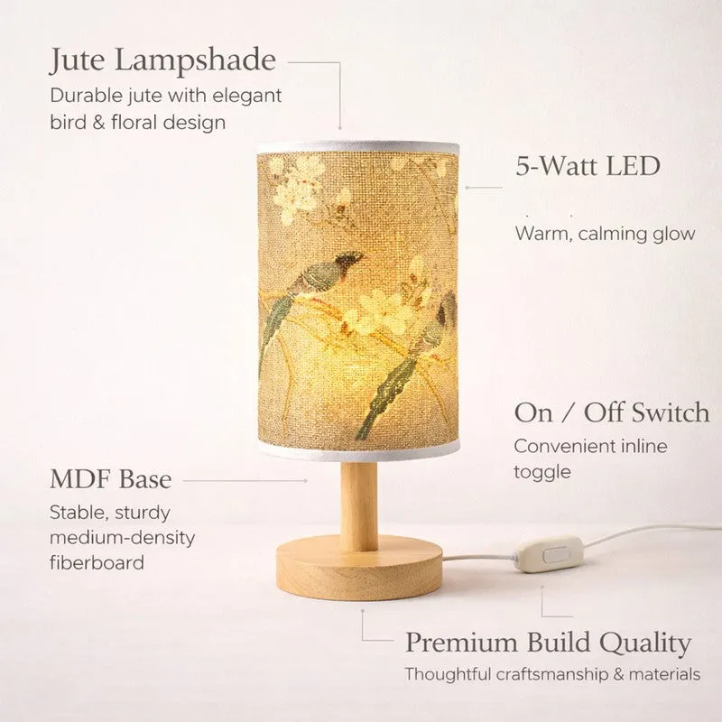 Artistic Bird Jute & Wooden Table Lamp - Green media 8