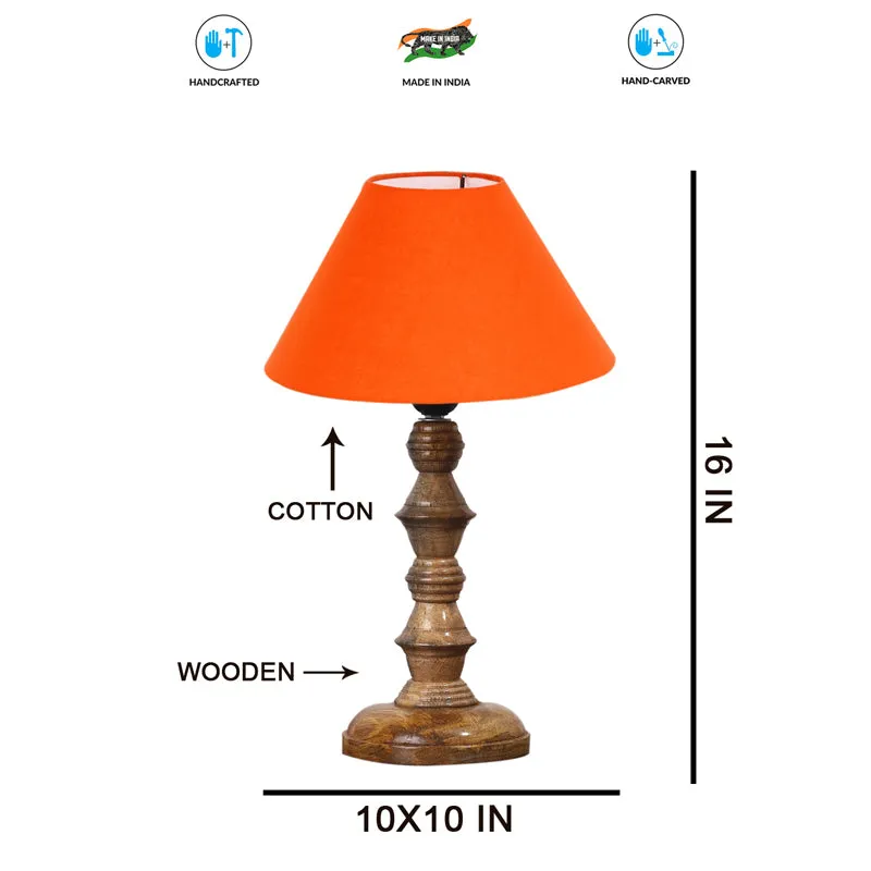 Cotin II Timber Wooden Table Lamp - Orange,Brown media 7