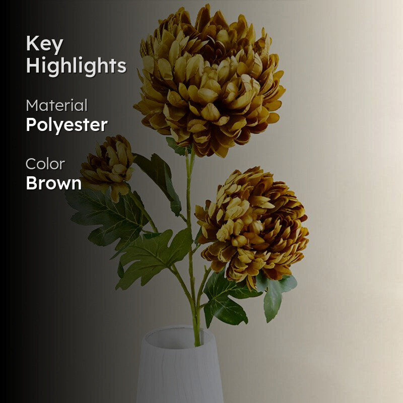 Artificial Peony Flower Stick - Brown media 2