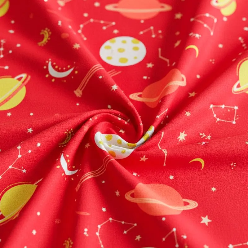 Galaxy Ride Kids Neon Print Cotton Bedsheet (Red) - 144 TC media 5